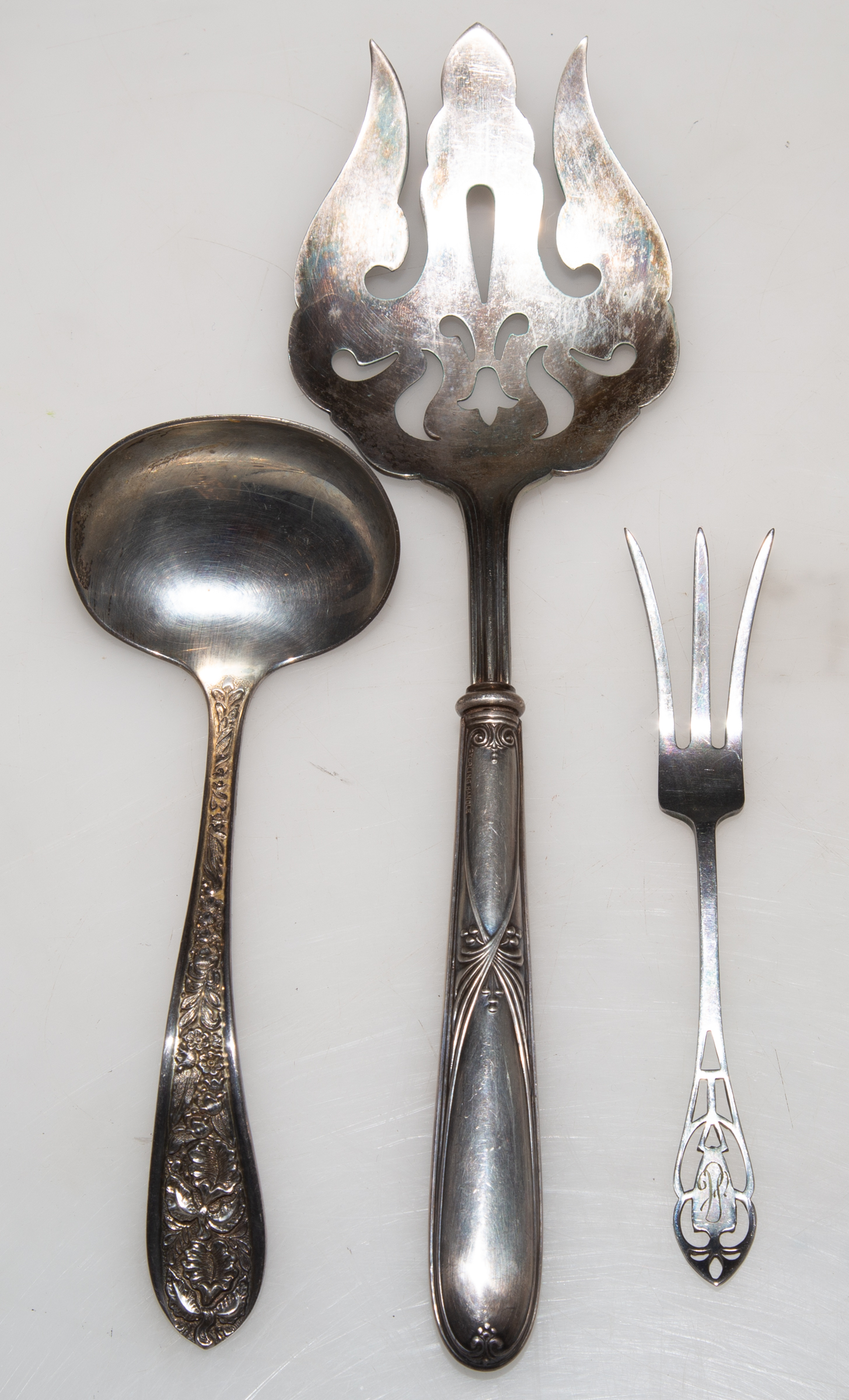 THREE STERLING SERVING PIECES Including