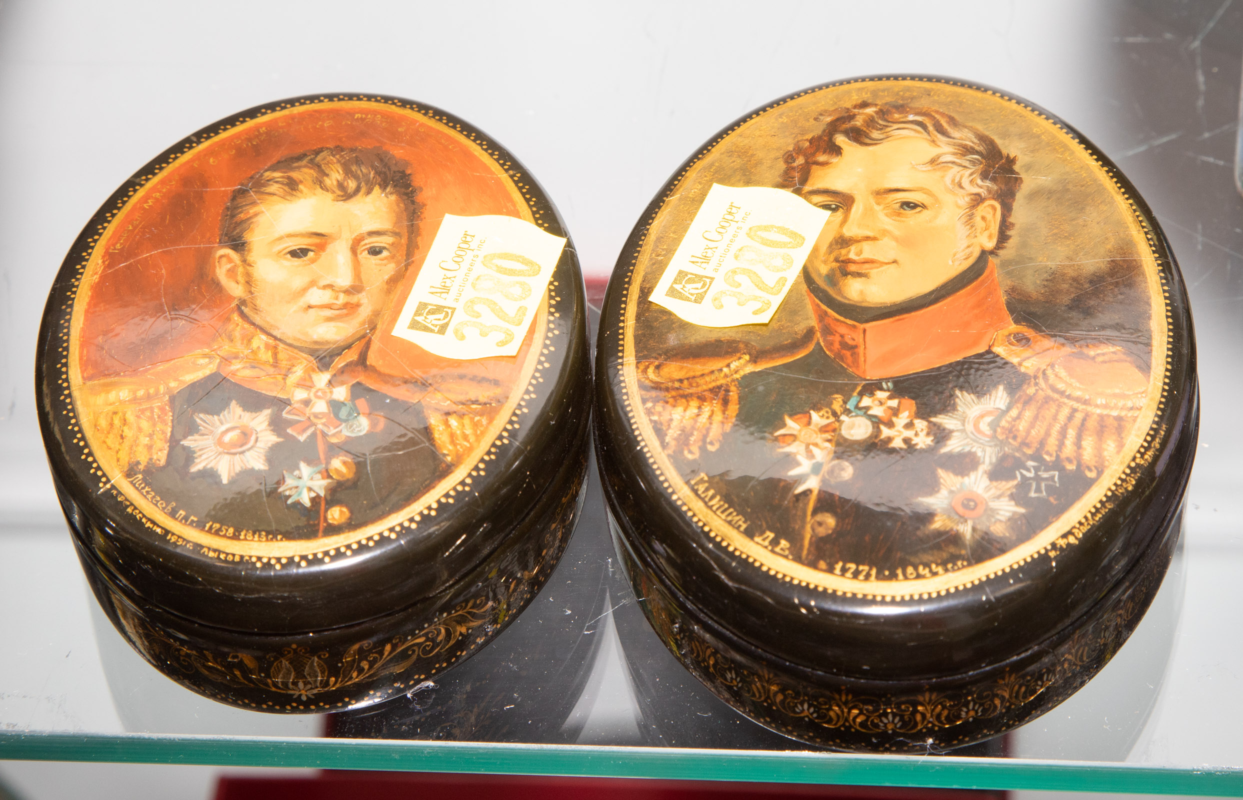 TWO RUSSIAN OVAL LACQUER PORTRAIT