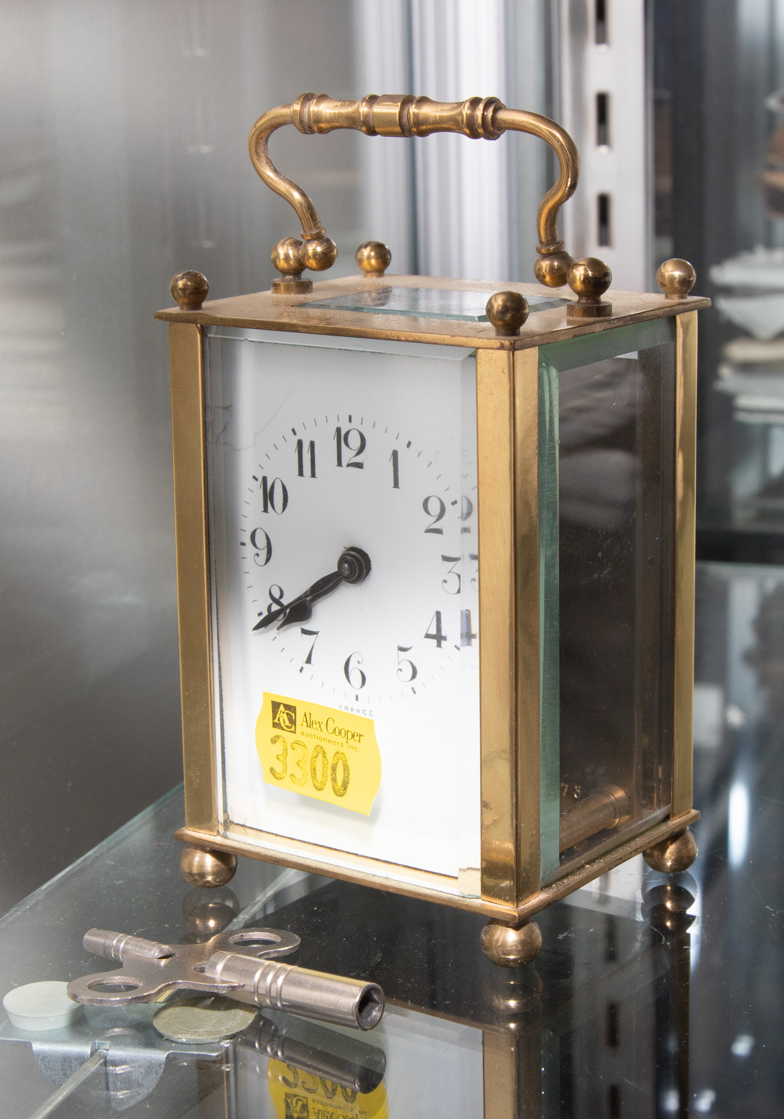 FRENCH GLASS & BRASS CARRIAGE CLOCK