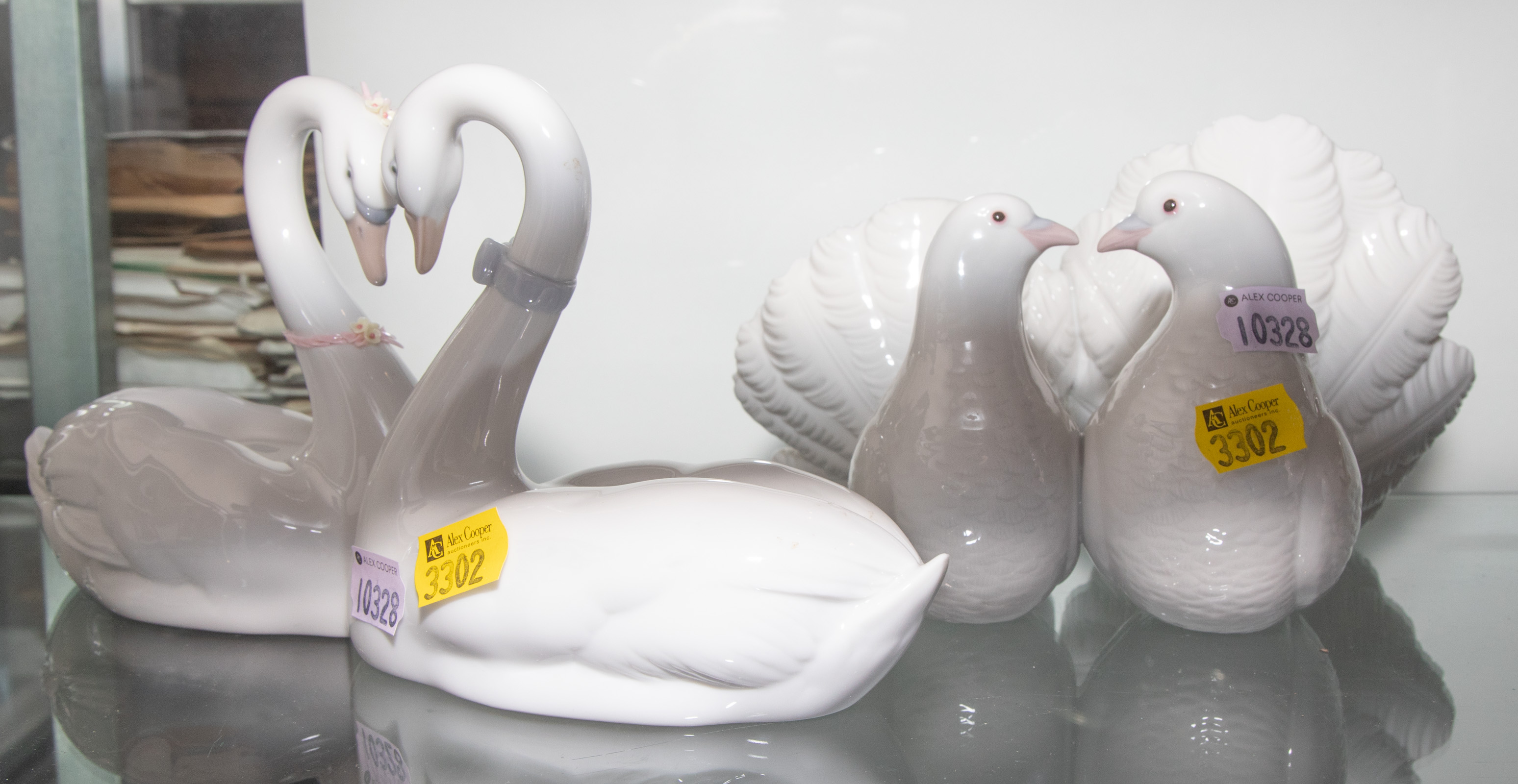 TWO LLADRO BIRD GROUPINGS Including