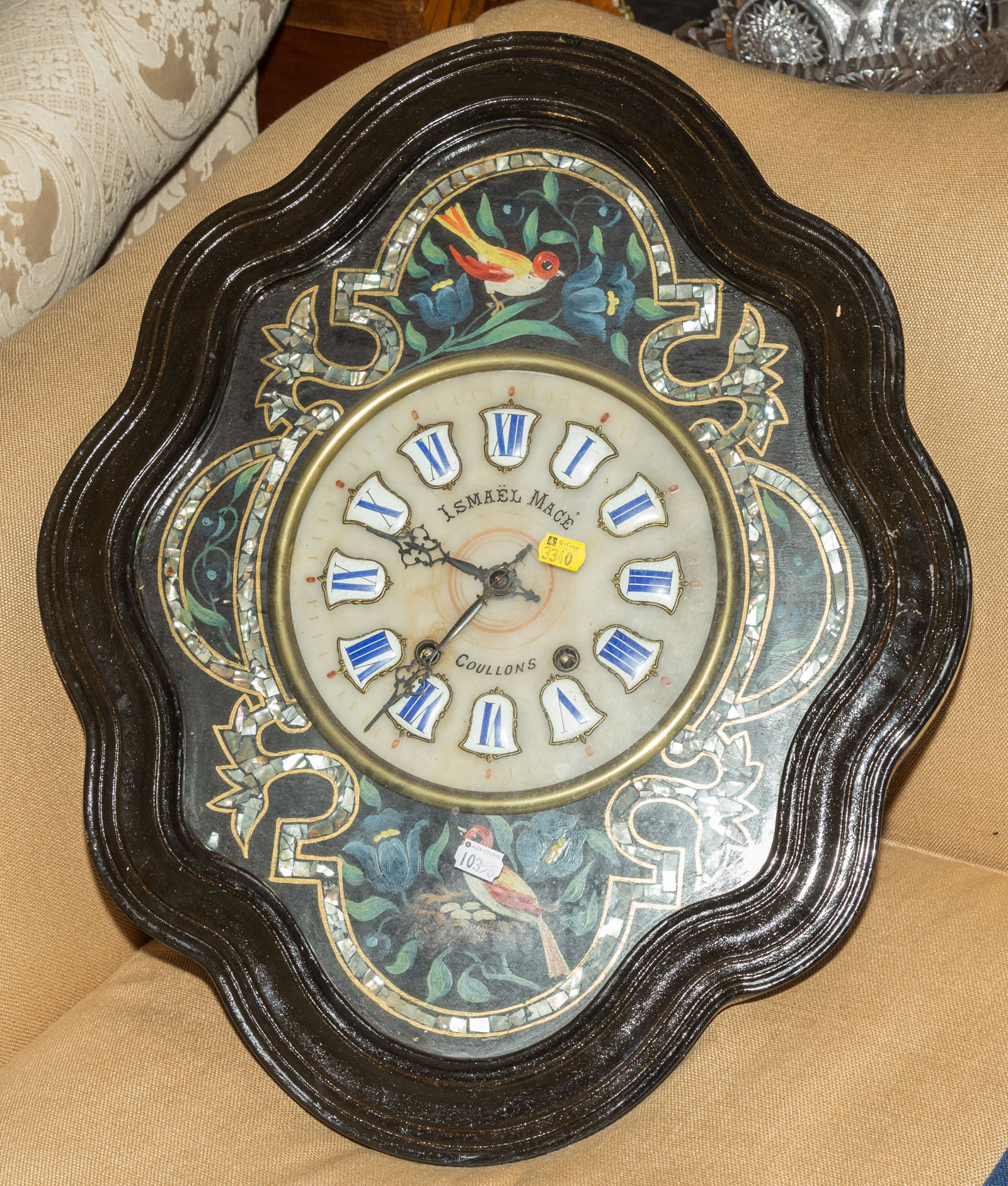 FRENCH FOLK DECORATED WALL CLOCK 3355b7