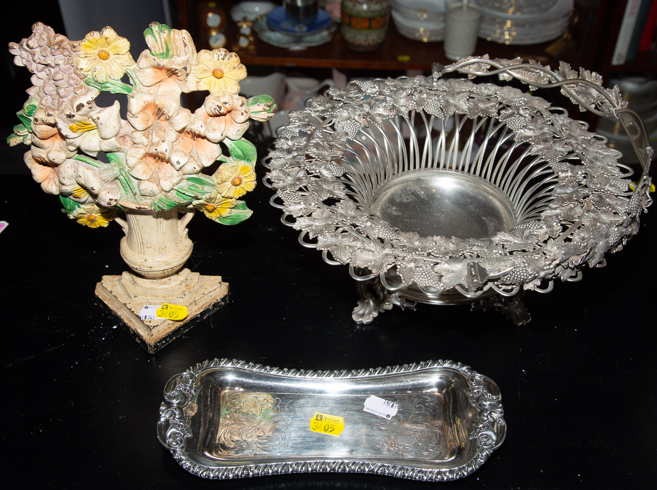 SILVER PLATED FLORAL BASKET WITH 3355f6
