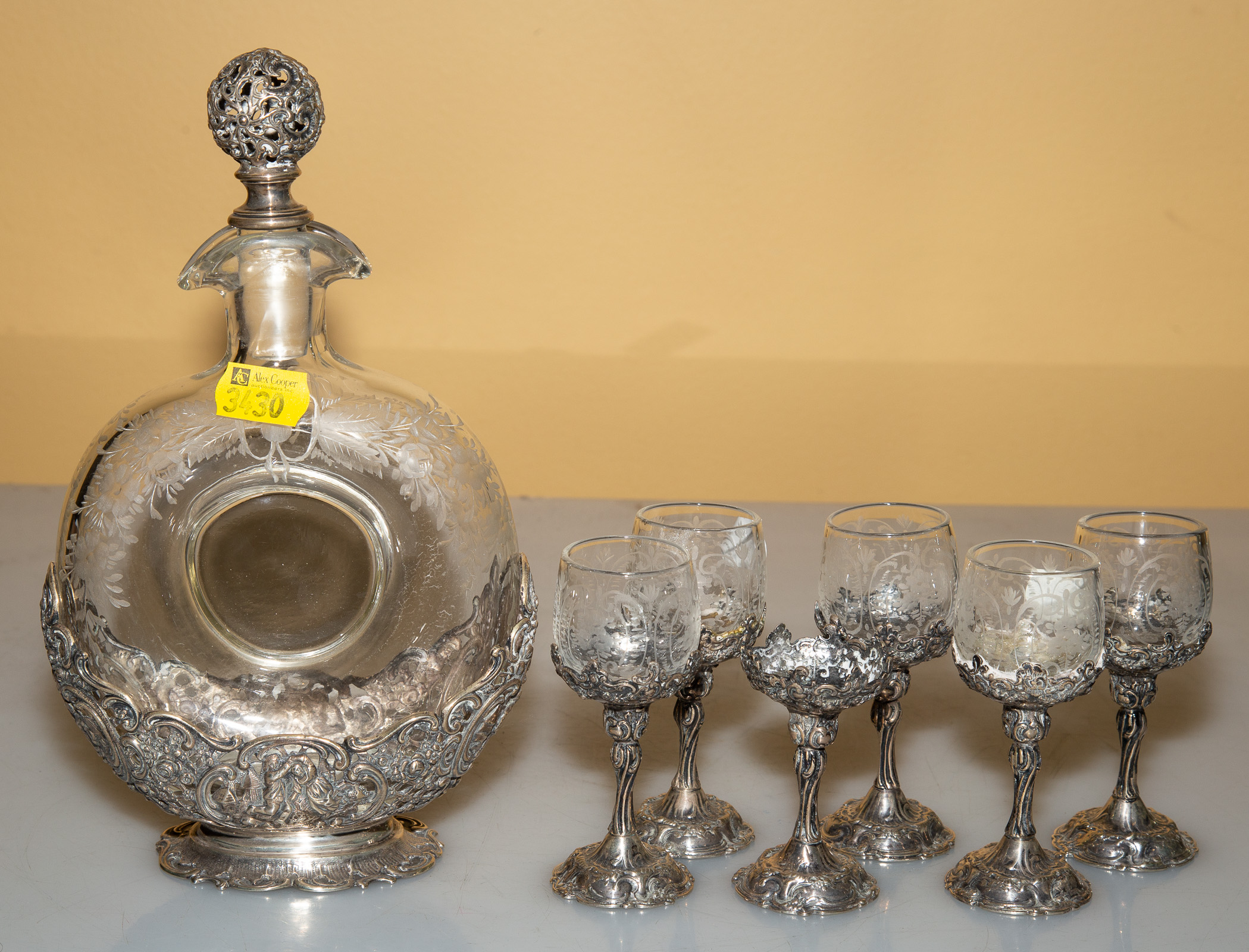 GERMAN SILVER MOUNTED LIQUOR SET 33560f