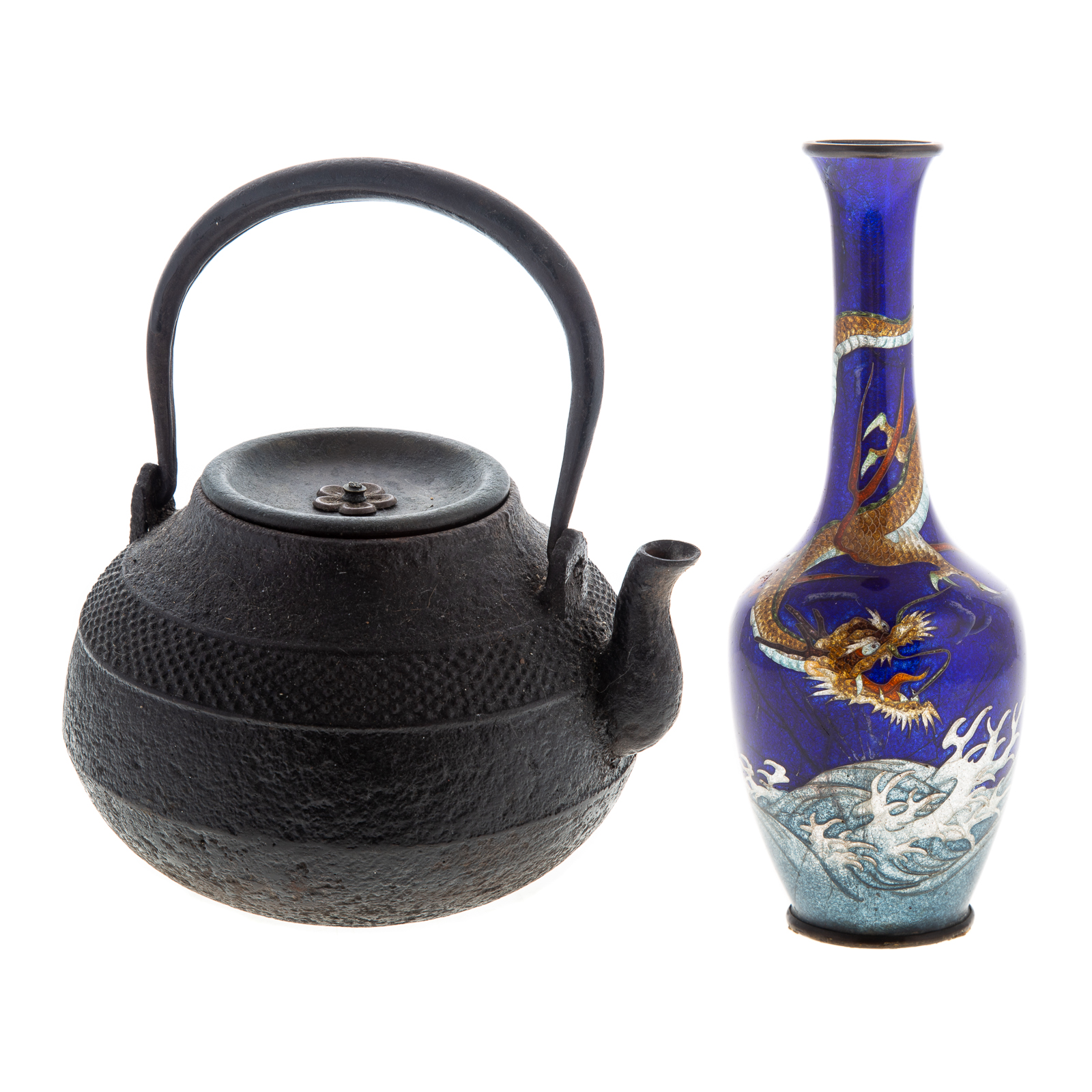 JAPANESE IRON TEAPOT & CLOISONNE