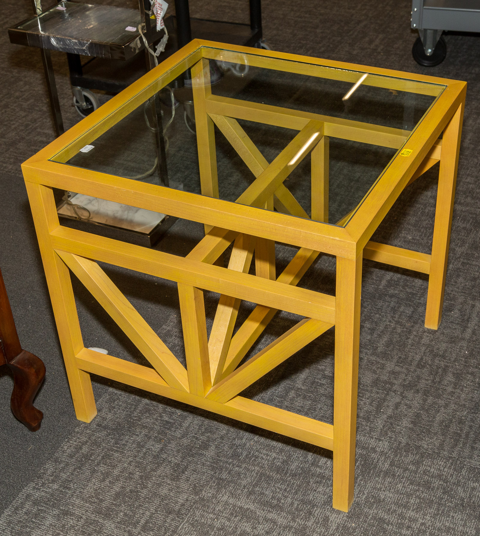 GLASS TOP END TABLE 24 in. H., 24 in.