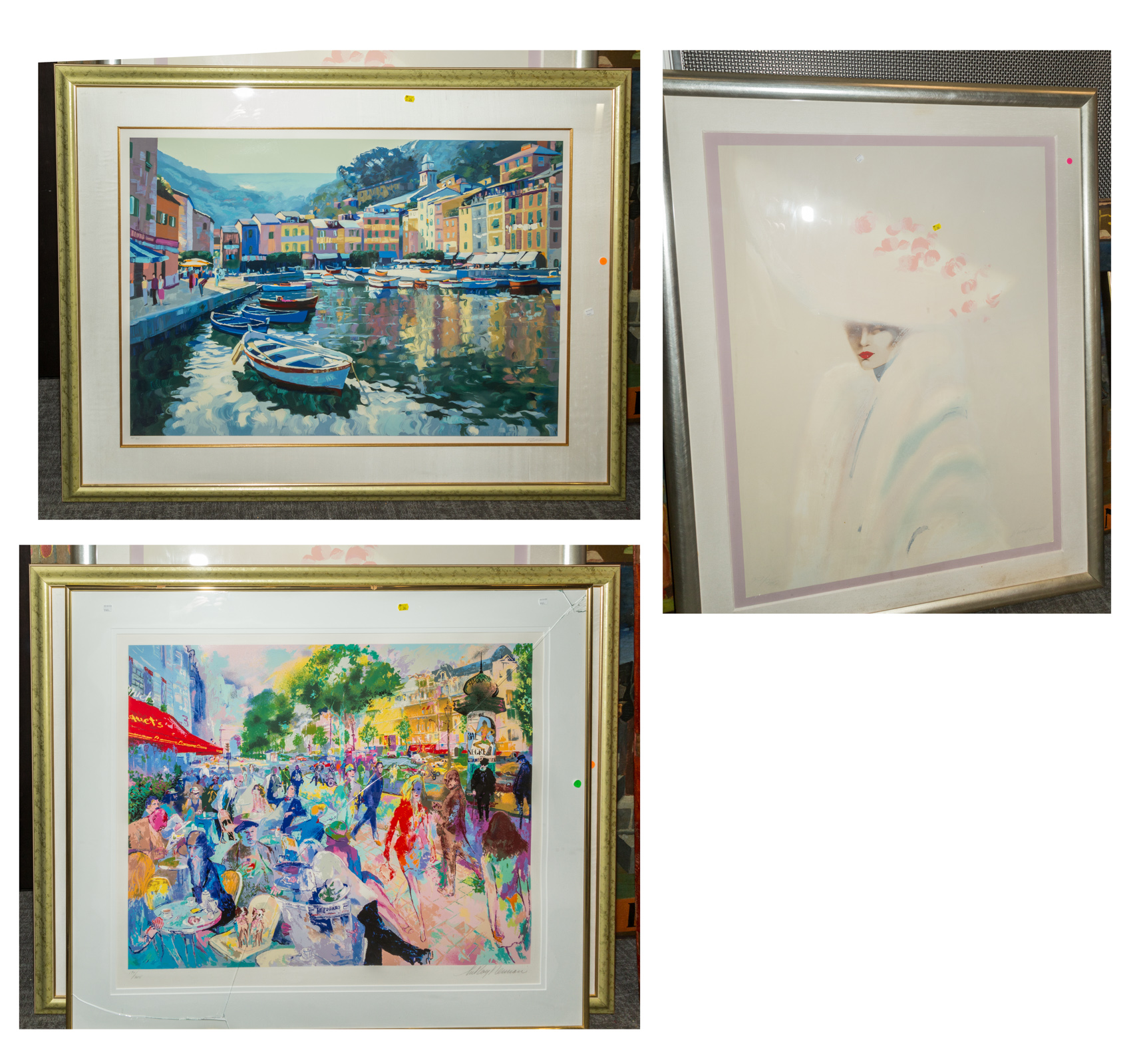 THREE CONTEMPORARY FRAMED PRINTS .