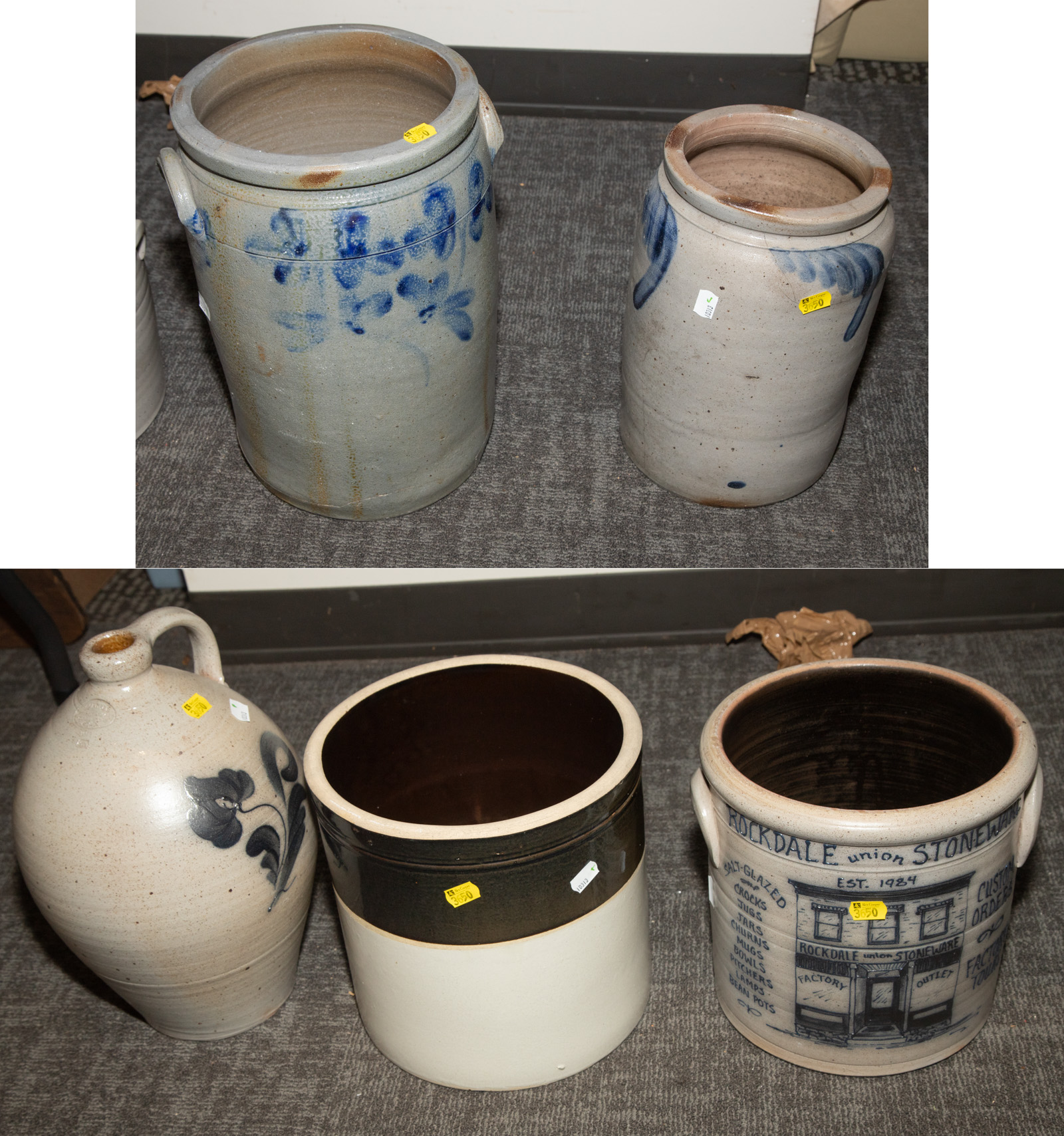 FIVE PIECES OF AMERICAN STONEWARE