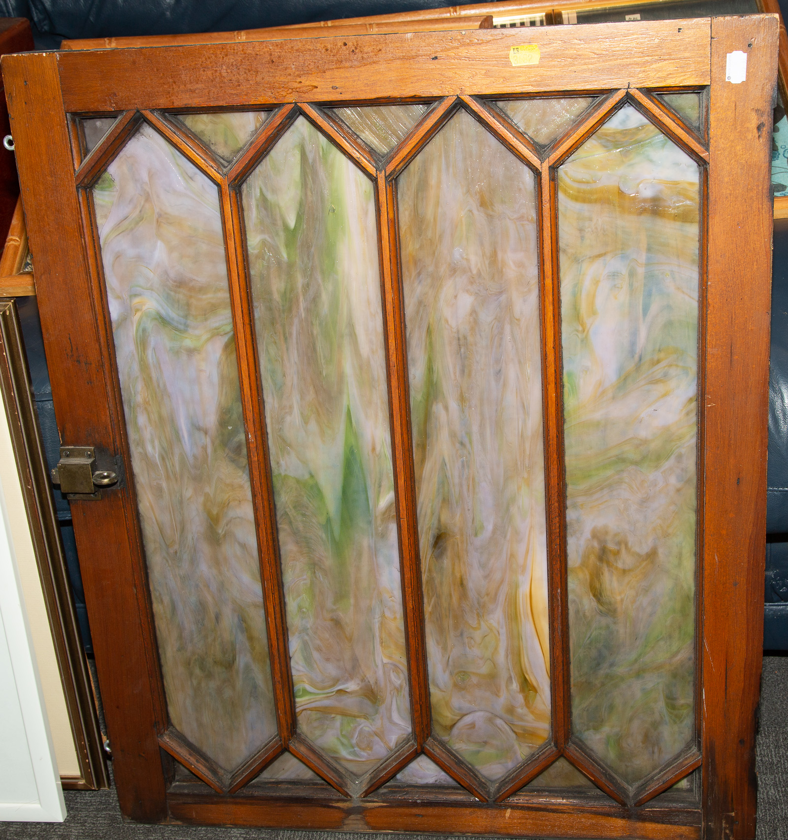 ANTIQUE SLAG GLASS WINDOW Late