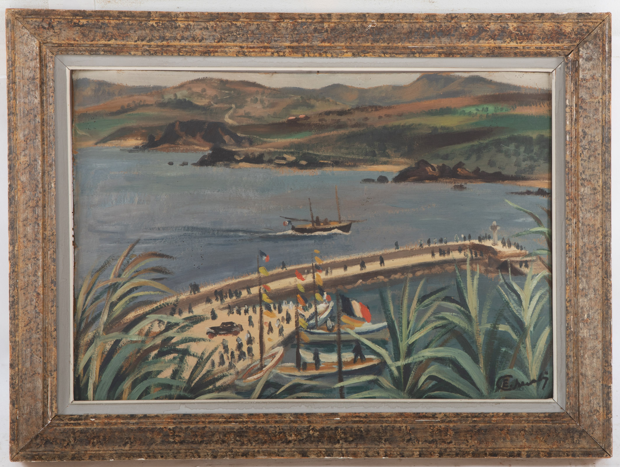 E CHEVALIER HARBOR SCENE OIL 335796