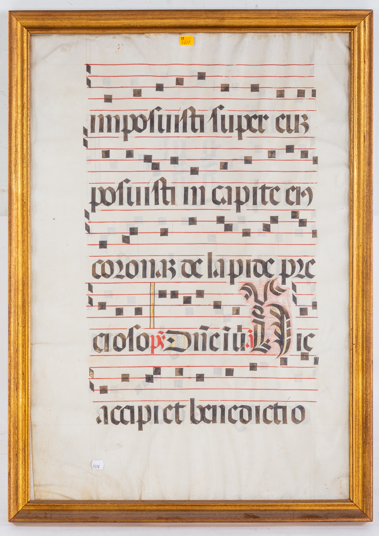 FRAMED ANTIPHONY PAGE Tempera on parchment,