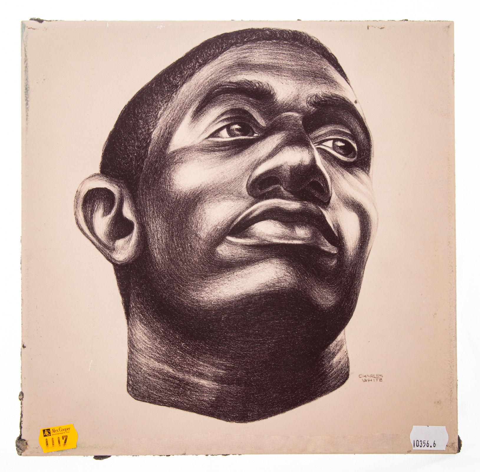 CHARLES WHITE. PORTRAIT OF MAN, LITHOGRAPH