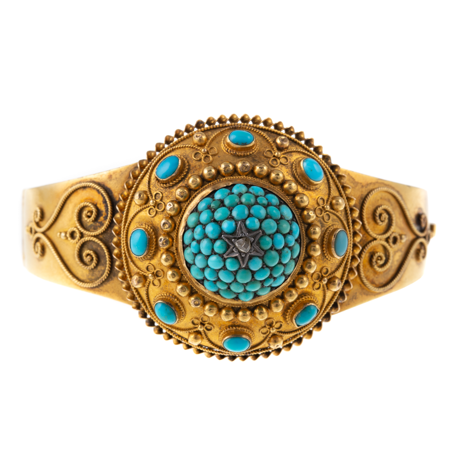 A VICTORIAN ETRUSCAN REVIVAL TURQUOISE