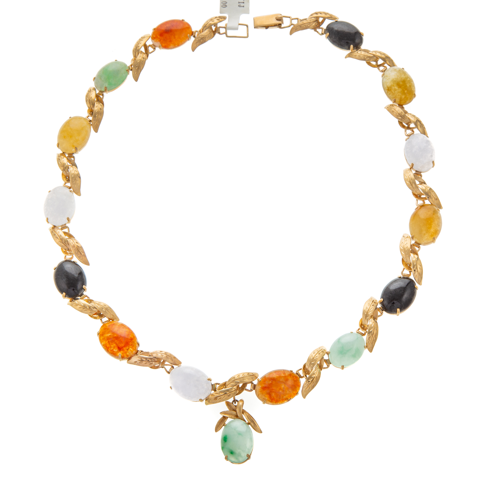 A MULTI-COLOR JADE NECKLACE IN 14K 14K