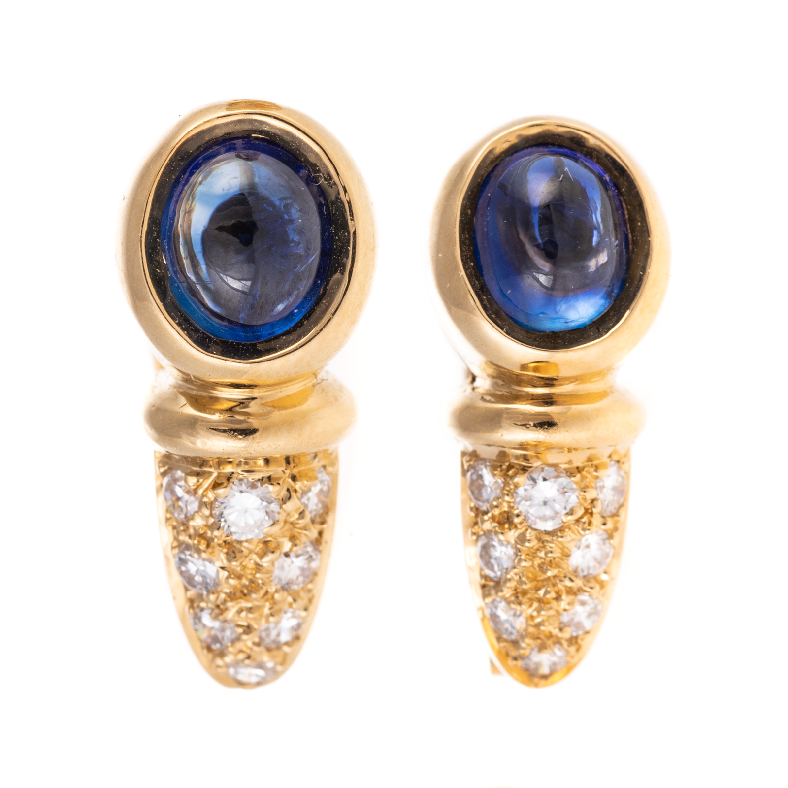 A PAIR OF CABOCHON SAPPHIRE HALF