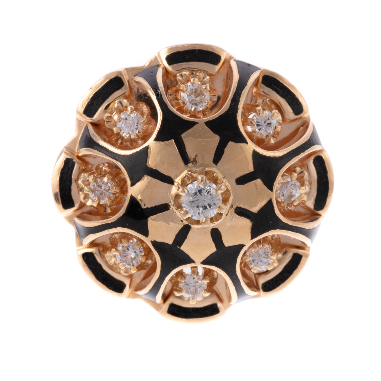 A DIAMOND ENAMEL BOMBE RING IN 33586e