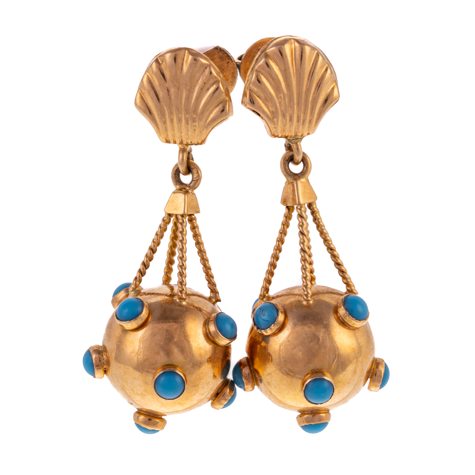 A PAIR OF TURQUOISE DROP EARRINGS 335874