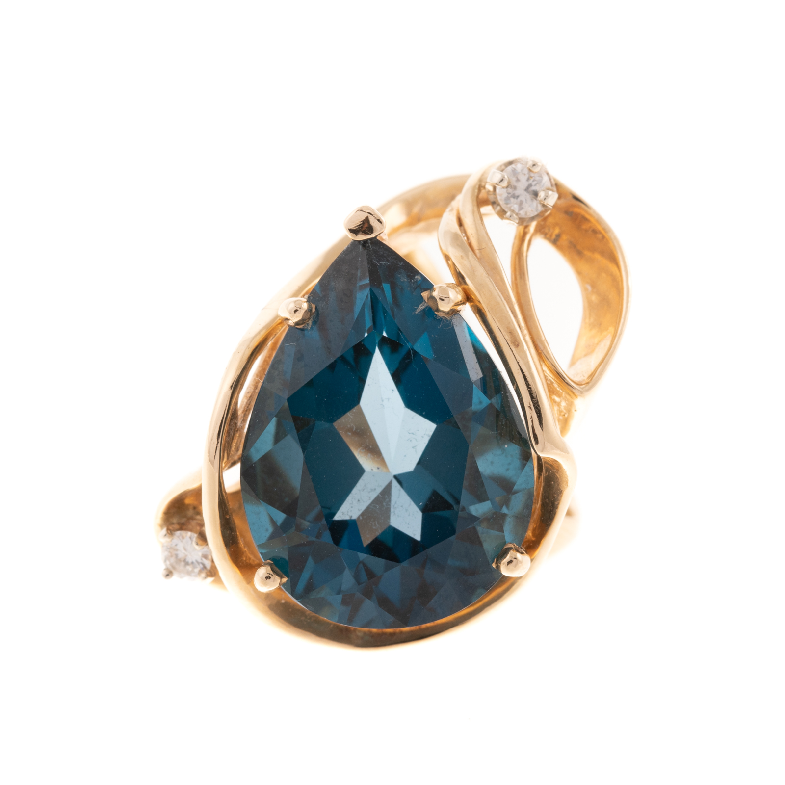 A STATEMENT 14K BLUE TOPAZ & DIAMOND