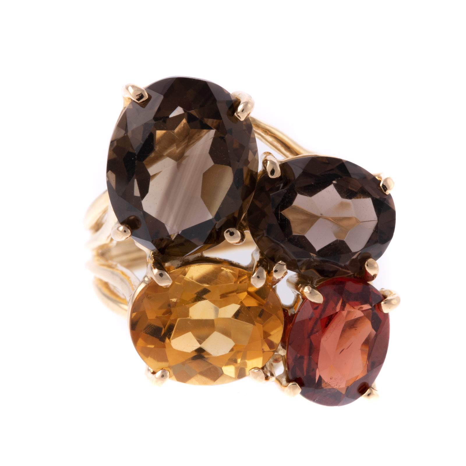 A CITRINE CLUSTER RING IN 14K 14K 335885