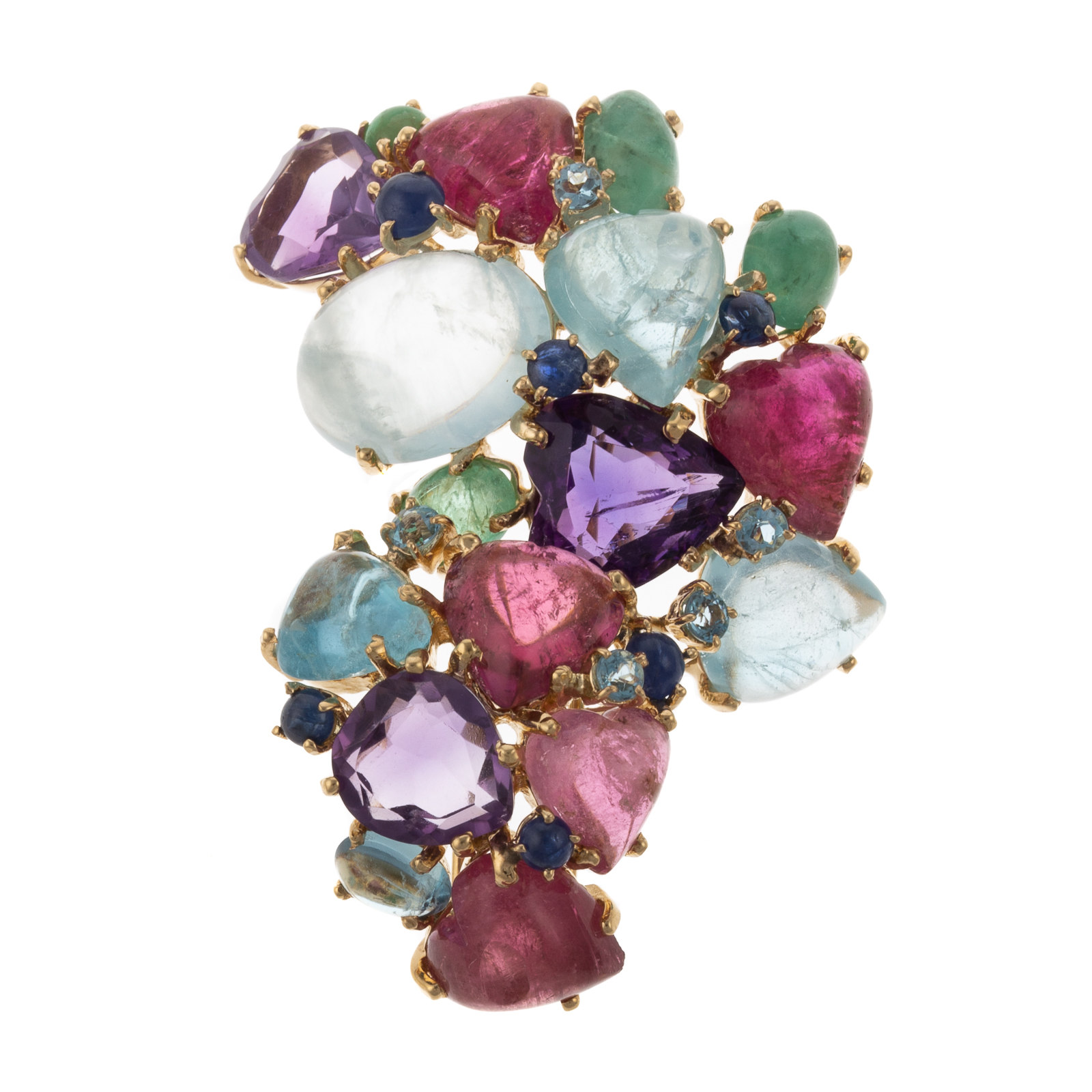 A MULTI GEMSTONE CLUSTER BROOCH 335880