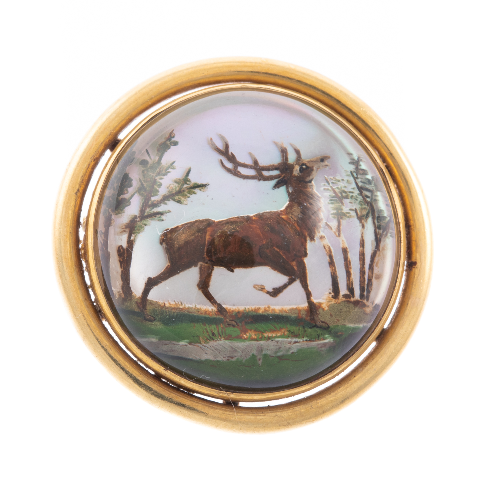 AN ANTIQUE ESSEX CRYSTAL DEER BROOCH 33588f