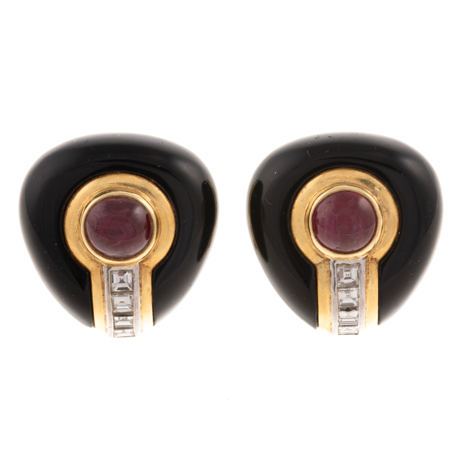 A PAIR OF ONYX RUBY DIAMOND 33589a