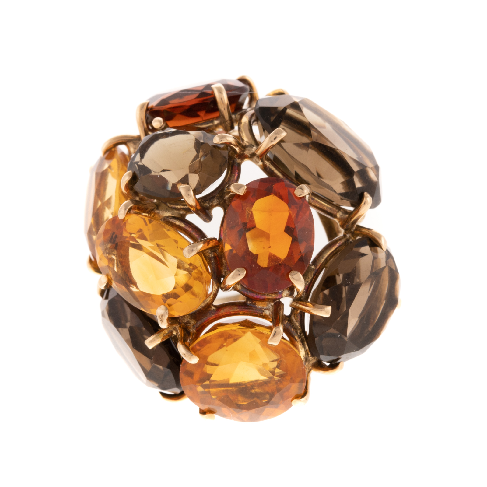 A BOLD CITRINE CLUSTER RING IN