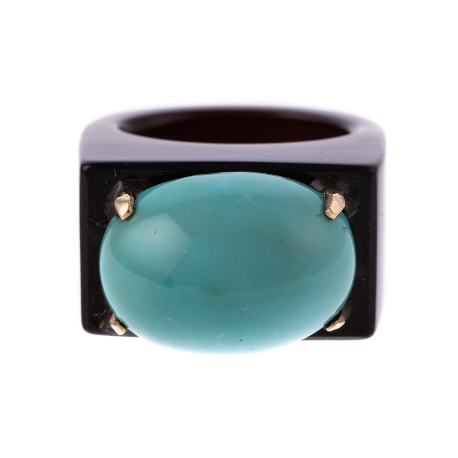 A BOLD TURQUOISE BLACK ONYX RING 3358a7