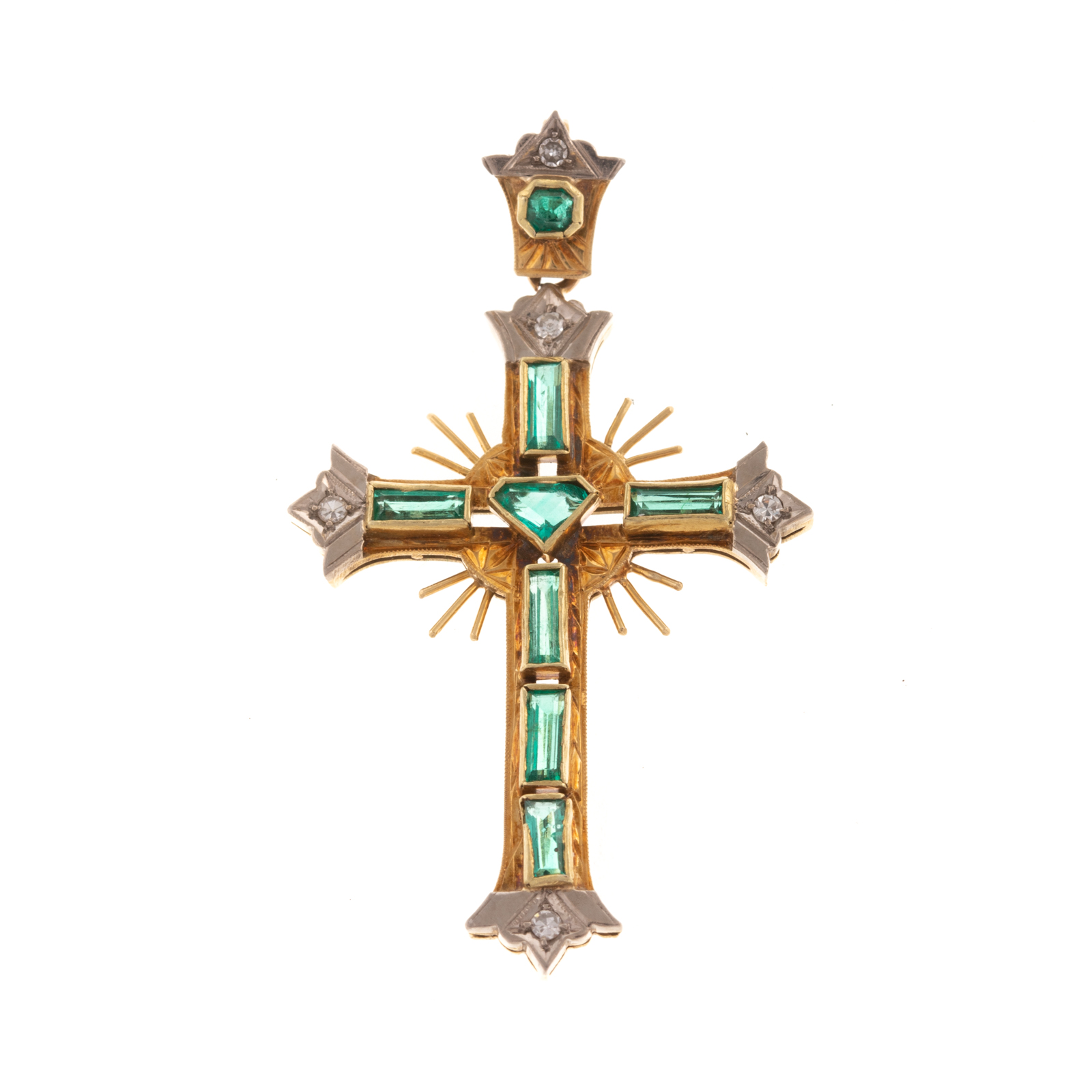 A VICTORIAN EMERALD DIAMOND CROSS 3358a9