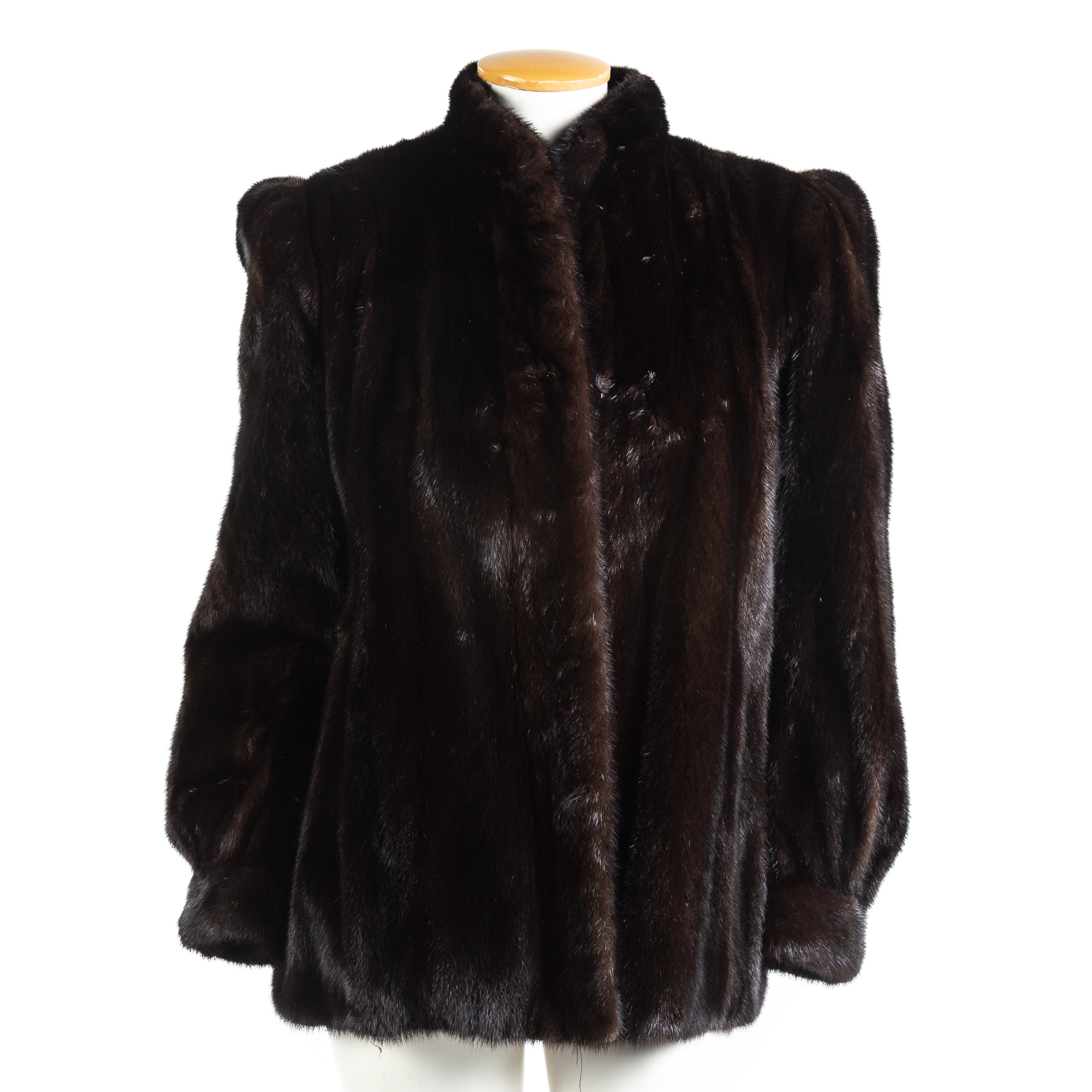 LADIES BROWN MINK HALF-LENGTH COAT