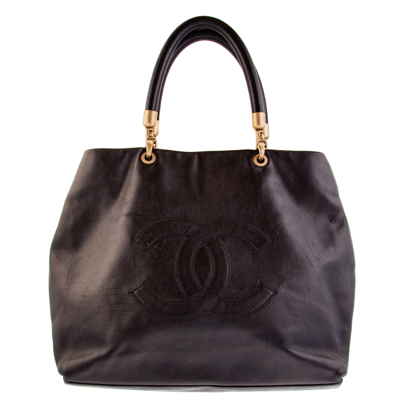 A CHANEL LARGE CC TOTE A black