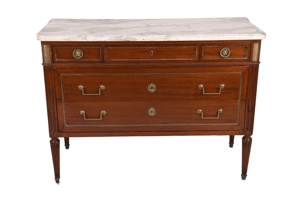 FRENCH MAHOGANY MARBLE TOP COMMODE48 335956