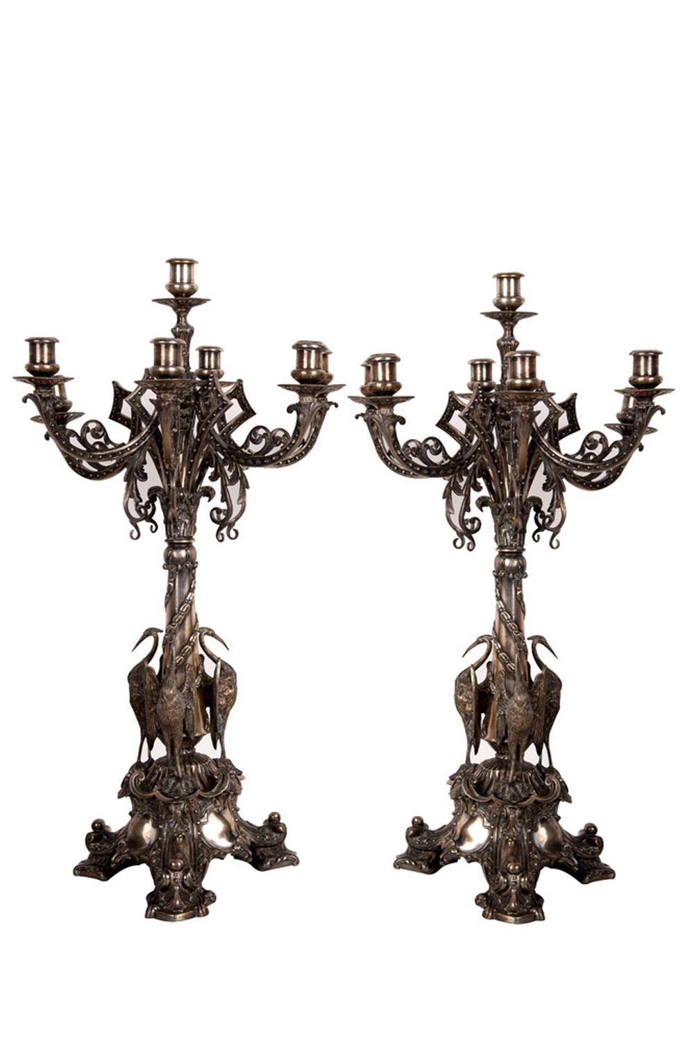 PAIR OF FRENCH SILVERED BRONZE