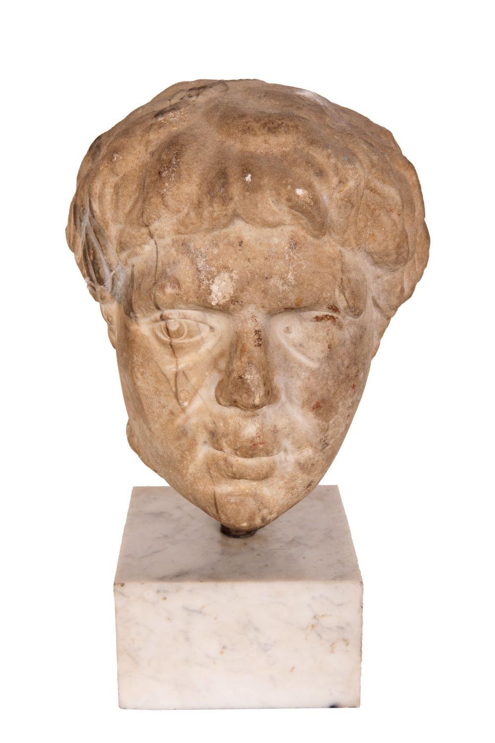 ROMAN CARVED MARBLE BUST9 inches