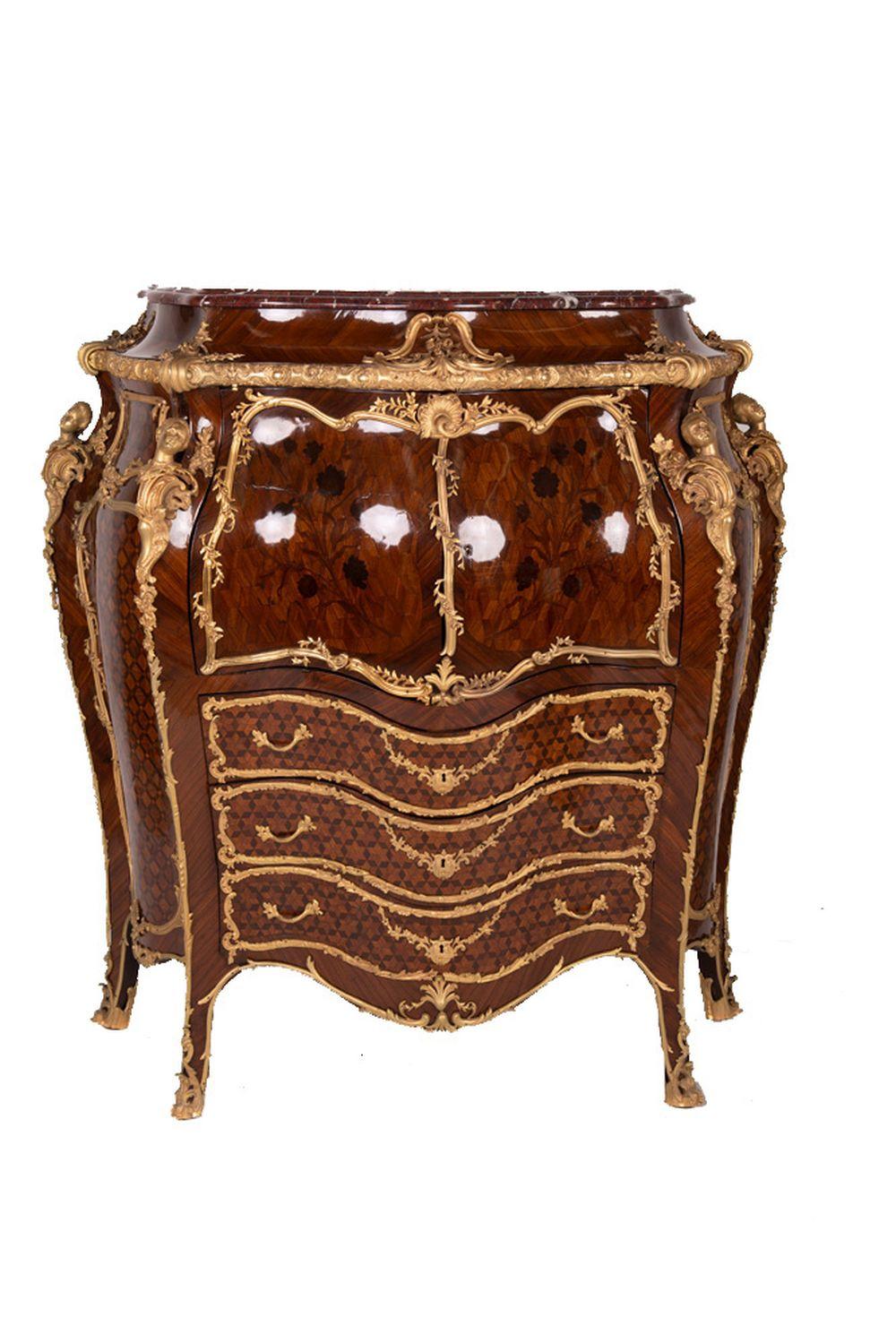 LOUIS XV STYLE ORMOLU MOUNTED MARQUETRY 33596c