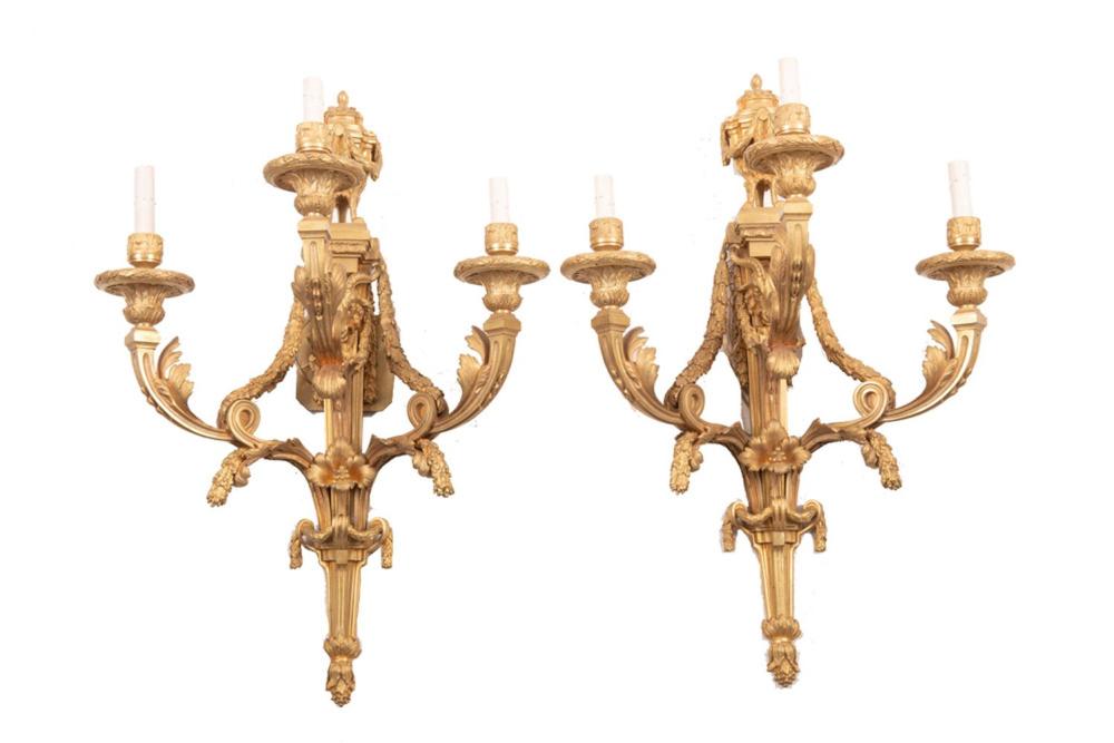 PAIR OF FRENCH GILT BRONZE WALL 33596d