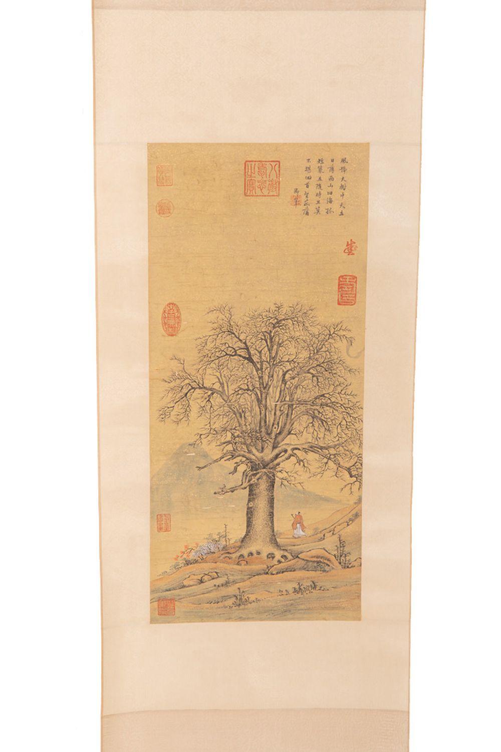 CHINESE SCROLL THE SACRED TREE watercolor 335972