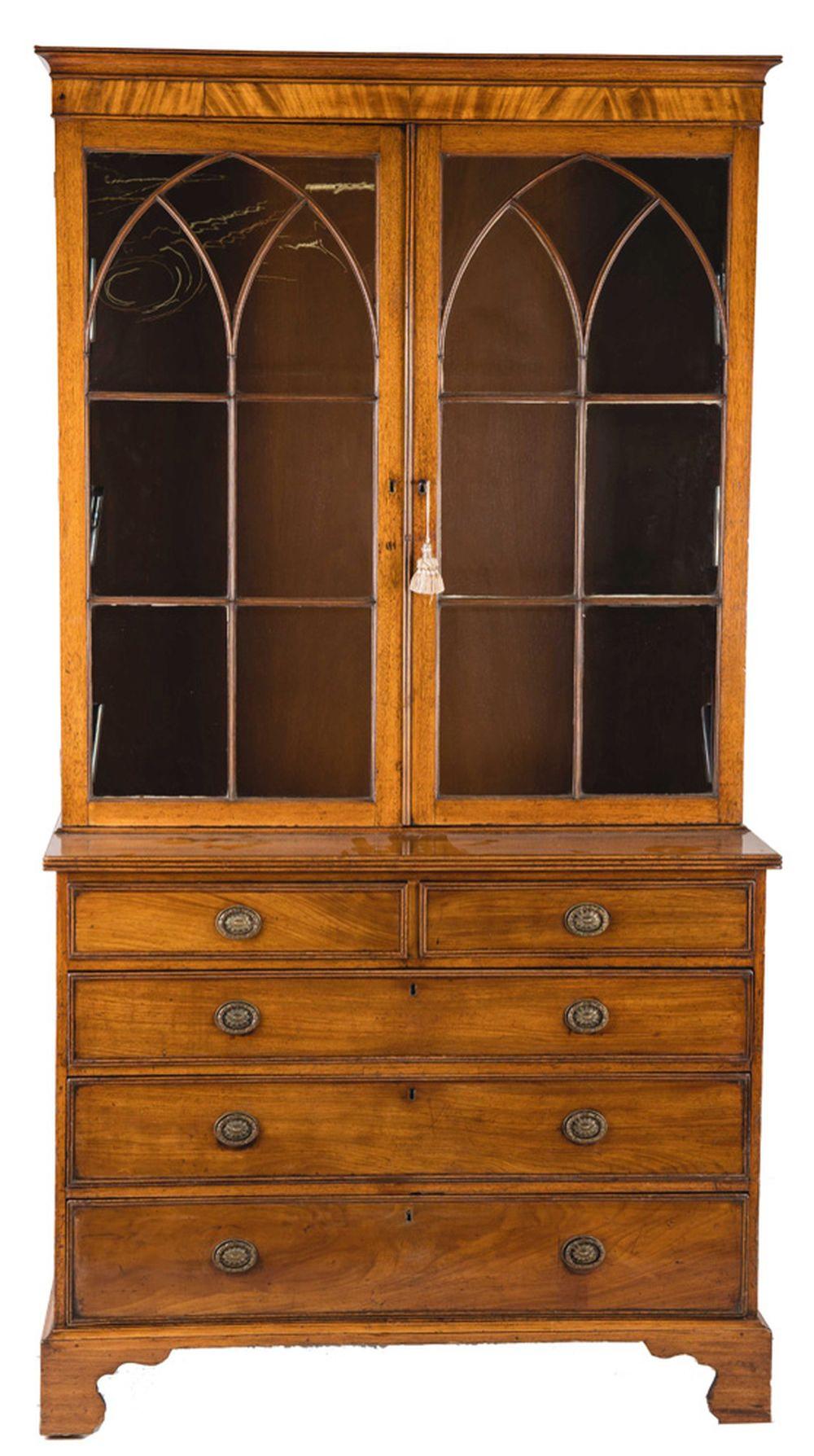 ENGLISH MAHOGANY BOOKCASE ON CHESTin 335980