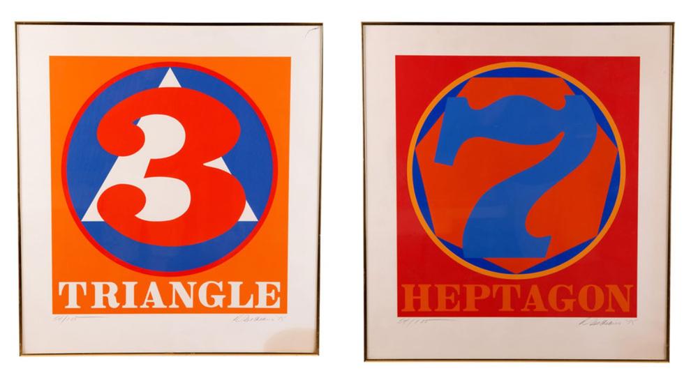 ROBERT INDIANA: "HEPTAGON" & "TRIANGLE"circa