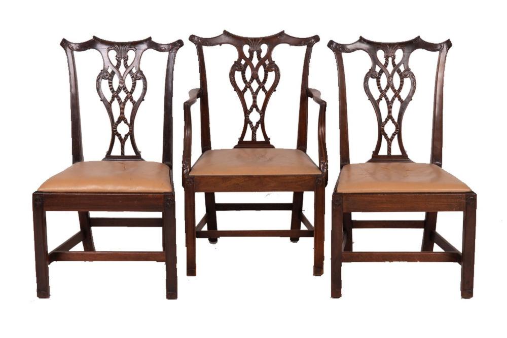 SET OF TWELVE CHIPPENDALE DINING