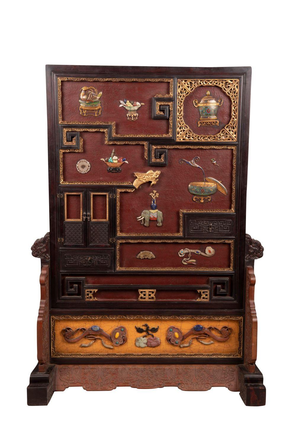 CHINESE CARVED INLAID SCREEN46 335a7b