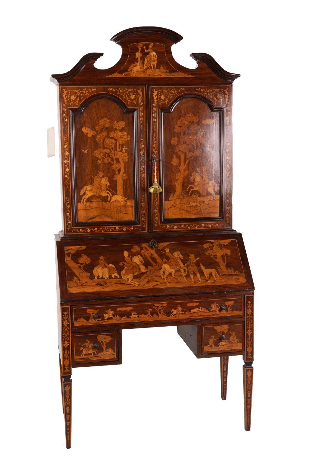 ITALIAN MARQUETRY TWO PART SECRETARY 335ac7