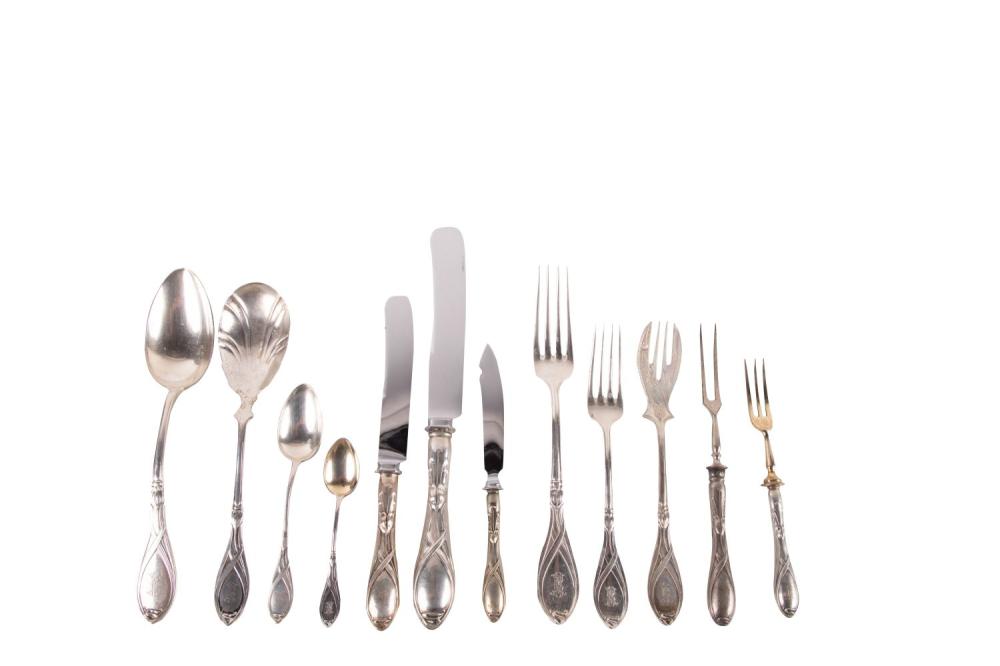 GERMAN .800 SILVER FLATWARE SERVICEcomprising