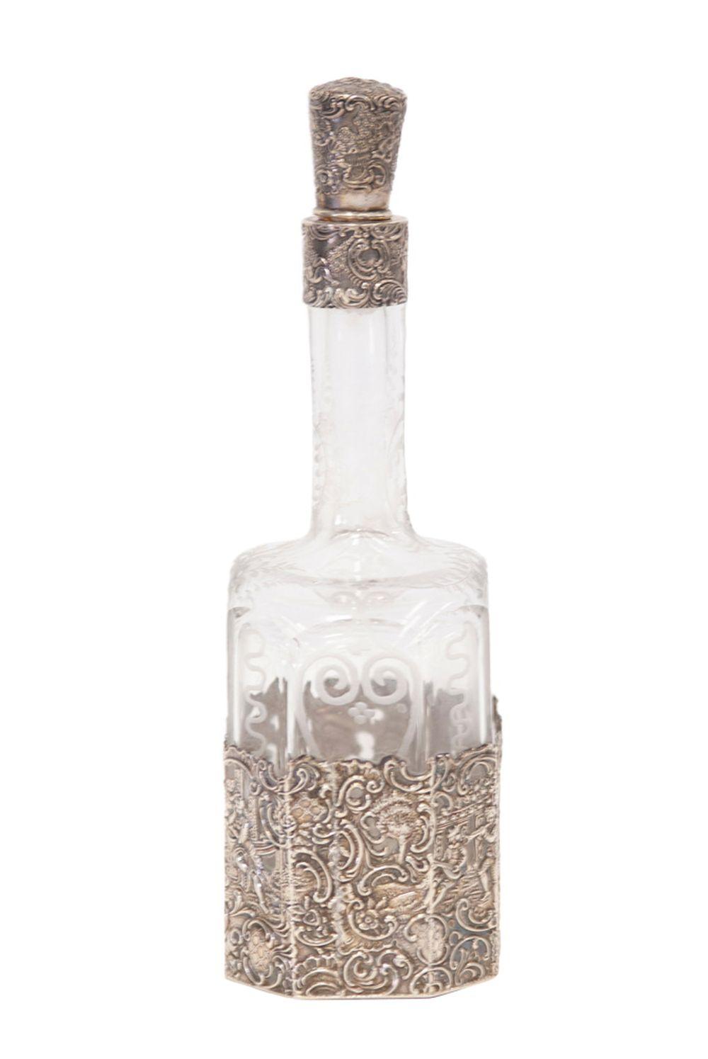 STERLING & ETCHED GLASS DECANTER10