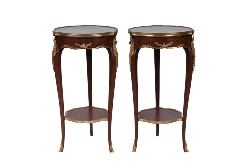 PAIR OF LOUIS XV STYLE MARBLE TOP 335b5b