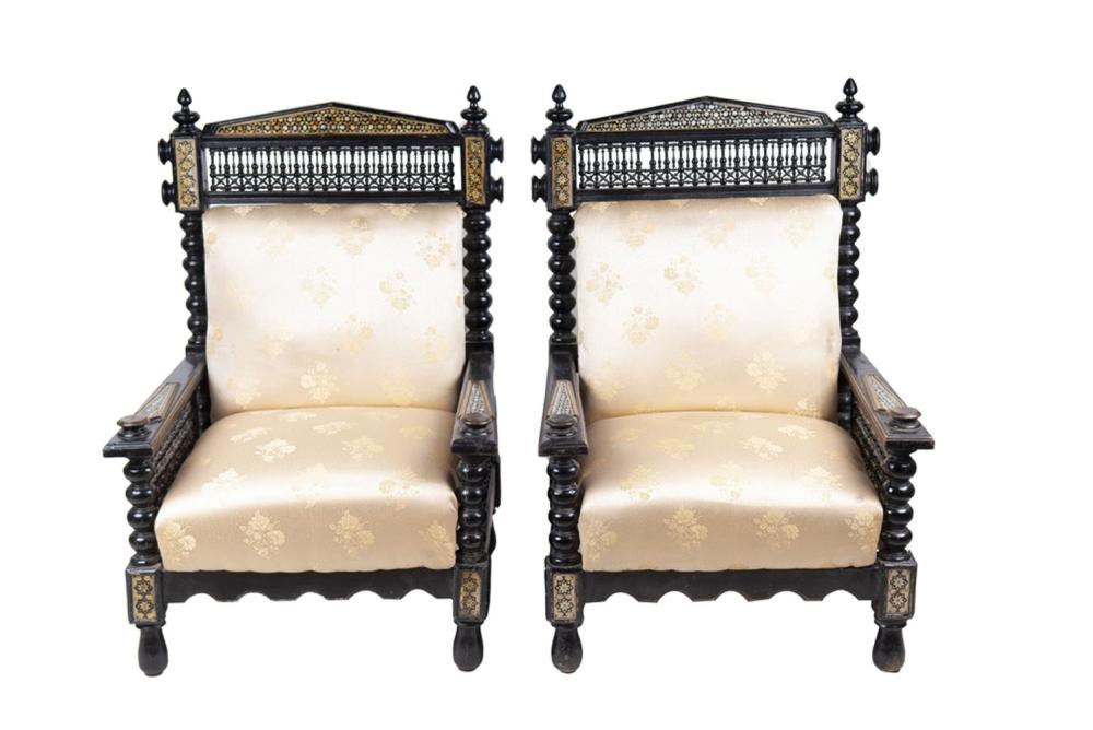 PAIR OF MOORISH INLAID HALL CHAIRS30