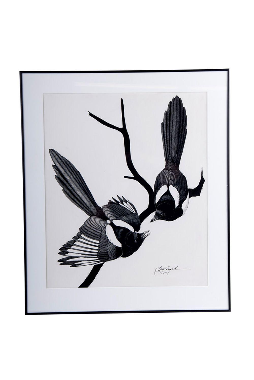 TONY ANGELL: "MAGPIES"pen and ink
