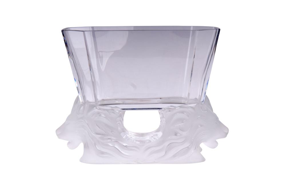 LALIQUE MOLDED GLASS VASEwith double 335bbb