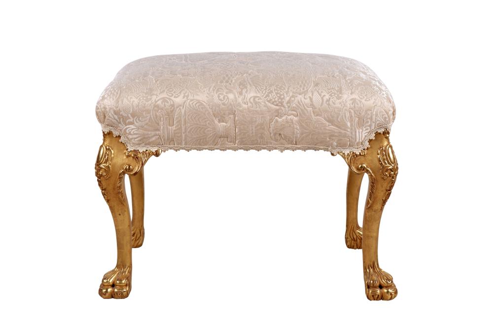 CHIPPENDALE-STYLE GILT & UPHOLSTERED