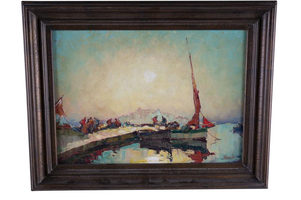 LOUIS PASTOUR: "HARBOR AT DAWN"oil