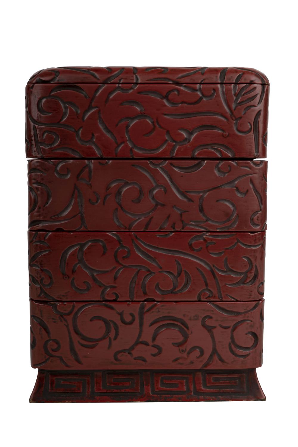 JAPANESE CINNABAR LACQUERED STACK